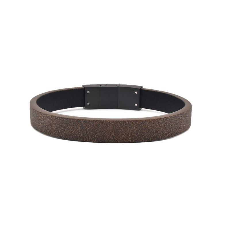 Brunt læderarmbånd til mænd fra Rico's med sort stålspænde